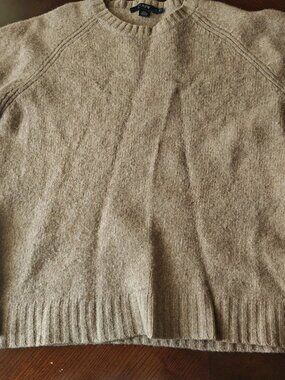 J.CREW 100% Wool Thick Brown Crew Neck Sweater Mens Size M READ DESCRIPTION